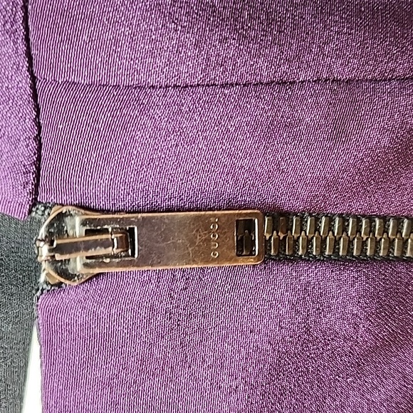 Gucci silk Purple asymmetrical zip front Pleated Cutout Elegant Dress Sz 42/Med - Picture 8 of 16